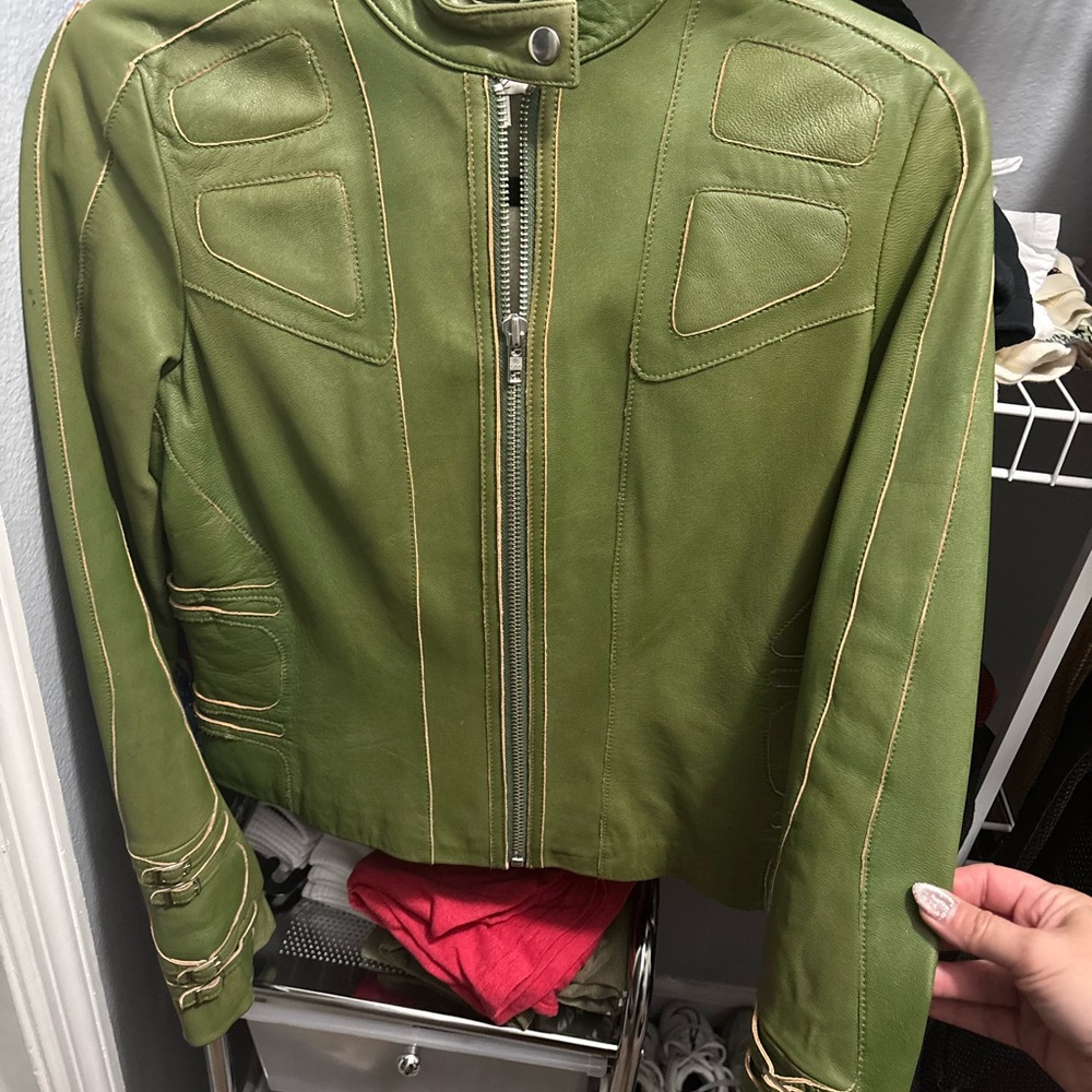 Cache Olive Leather Jacket
